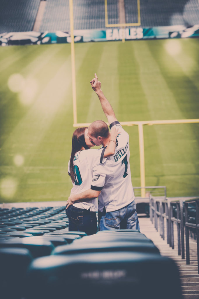 Philadelphia Eagles Engagement Session at The Linc // Christina & Vincent