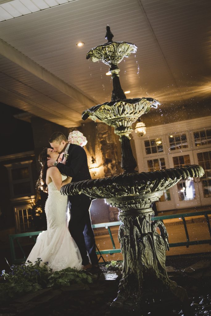 bride and groom at night