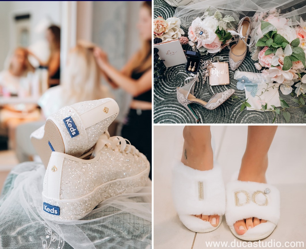 Caroline’s glittery wedding slippers